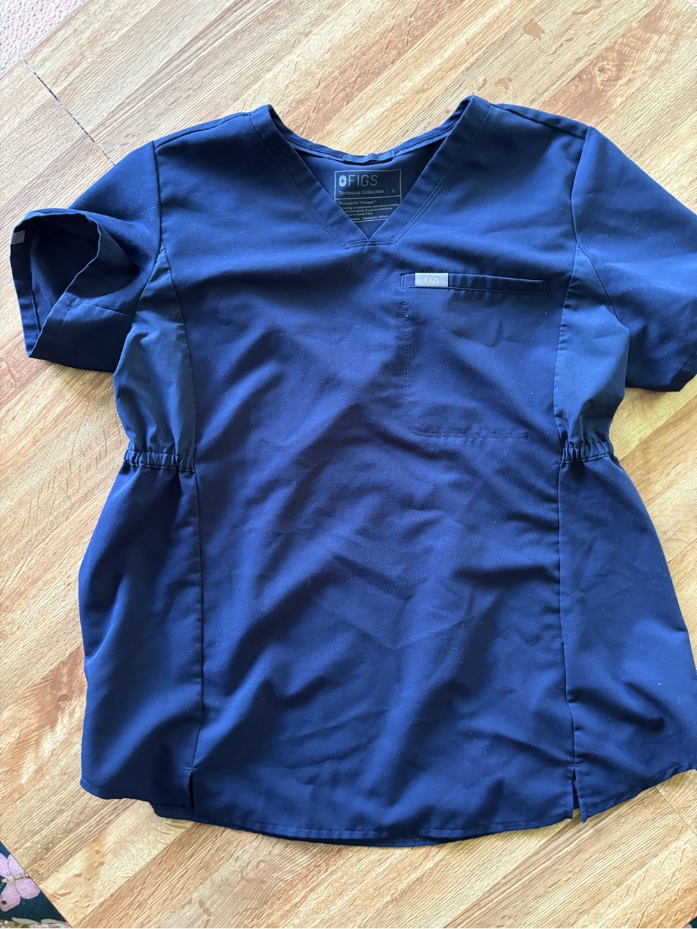Figs Navy Short Sleeve V-Neck Scrub Top